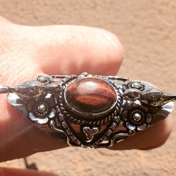 New Unique Red Tiger Eye 2 Birds 925 Silver Statement Ring. - Picture 11 of 15
